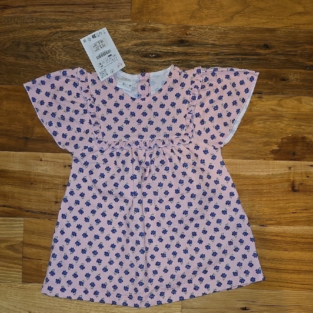 Zara Pink Flutter Sleeve Sundress with Crew Neck